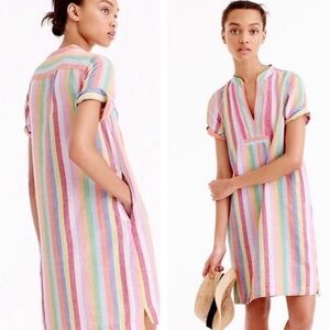NWOT J Crew beachy striped linen blend dress XXS